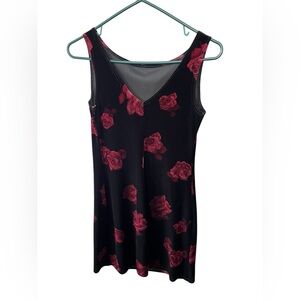 Vintage 90’s/Y2K G.A.S velvet rose mini dress, size Small
